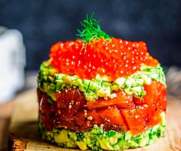 Salmon avocado tower